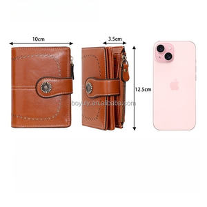 2026 Neue Großhandels-Kompaktbrieftasche für Damen aus Leder mit RFID-Schutz und Reißverschluss-Münzfach - Product Image 2