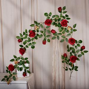 Guirlande <span class=keywords><strong>de</strong></span> roses artificielles haut <span class=keywords><strong>de</strong></span> gamme, réaliste, pour arrangement paysager mural, simulation cryptée - Product Image 4