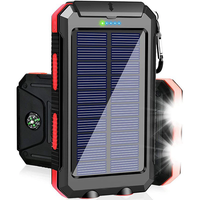 Batterie externe solaire sans fil 10000 mAh, étanche, pour extérieur, chargeur solaire portable, vente en gros, logo personnalisé
