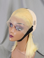 Wig Bob Pendek Pirang 613, Wig Rambut Asli Transparan dengan Lace Front, Wig Lurus 13X4, Wig Lace Frontal Berwarna Merah Abu-abu Biru Cokelat
