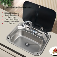 Évier pliable en acier inoxydable 304 avec couvercle pour yacht, bateau, camping-car, caravane, remorque de voyage, cuisine mobile - Commande en gros