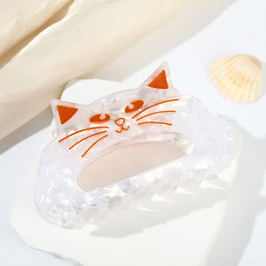 مشبك شعر أسيتات على شكل قطة كرتونية لطيفة، مشبك شعر نسائي للجزء الخلفي من الرأس، مشبك شعر على شكل سمكة قرش، رائج على الإنترنت، لا يسبب ضررًا للشعر - Product Image 2