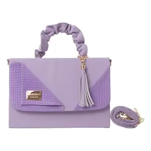 Bolso Tote Casual para Mujer Fana Mirta, Color Lila, Correa de Cadena, Decoración de Borlas, Cierre de Solapa, Uso Diario - Product Image 4