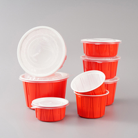 Bol rond en PP ondulé rouge et blanc, double couleur, résistant au micro-ondes, jetable, de qualité alimentaire, pour restaurant, provenant du Shandong