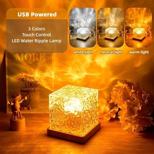 Lampe de bureau carrée rechargeable bicolore, effet aurore blanc chaud, lampe de chevet à facettes diamantées pour boutique de cadeaux - Product Image 3
