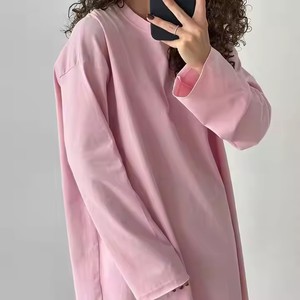<span class=keywords><strong>T</strong></span>-shirts oversize à manches longues pour femmes Boxy Fit Cotton 100% Round Neck Thick Female <span class=keywords><strong>T</strong></span>-shirts - Product Image 5