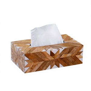Modern Handmade Wooden Bone Inlay <b>Tissue</b> Box Holder & Cover Luxury Home Decor Hotel Bathroom Accessories LIVING and CRAFT - Product Image 1