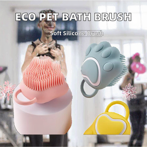Brosse de bain en silicone souple écologique pour chiens et chats, brosse à shampooing moussante pour animaux de compagnie avec distributeur de savon - Product Image 2