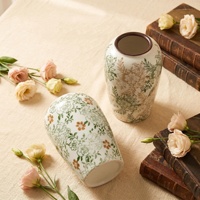 Nouveaux vases en céramique de style chinois rétro, luxe léger, en porcelaine bleue et blanche, motif de fleurs vertes effet glaçons, pour Pâques
