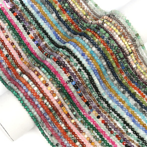 Filo di Perle Naturali di Ametista Rosa, Perle Rotonde a 32 Sfaccettature, Perle di Vetro Cristallo Colorate Stile Ceco, Perle Blu Direct Galore - Product Image 2