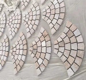 Pierres en galets de couleur granit jaune rouillée, en forme d'éventail, pour pavage extérieur - Product Image 2