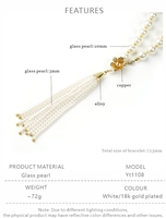 Collier Poire Long à Pompon, Collier Rétro Élégant, Collier Tendance avec Nœud et Émail Coulant, Bijou Femme, Cadeau