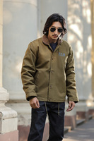 Veste polaire d'hiver pour homme avec col en polaire, style cargo en toile, décontractée, streetwear, OEM, vente en gros