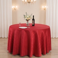 Nappe Ronde Damassée Blanche Jacquard à Bord Festonné Longueur Plancher pour Mariage, Banquet et Fête - Vente en Gros