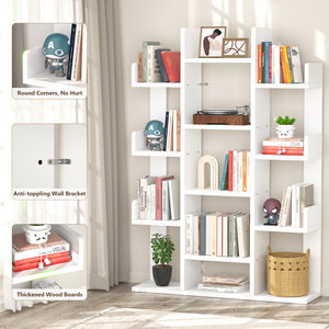Étagères ouvertes en bois 13 compartiments bibliothèque en forme d'arbre organisateur de <span class=keywords><strong>Cube</strong></span> d'affichage industriel au sol libre pour livre - Product Image 4