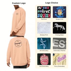 Custom Logo Crewneck Winter <b>Pullover</b> <b>Sweater</b> Casual Drop Shoulder Streetwear 100% Cotton Sweatshirt Wholesale Modest Hoodies Men - Product Image 4