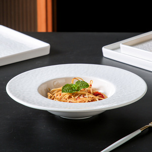 Solid Color High-End Rock Pattern Ceramic <b>Plate</b> Luxury Western Food Pasta Soup <b>Plate</b> Solid Color Rock Pattern Straw Hat Hotel - Product Image 1