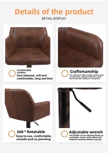 <span class=keywords><strong>Chaise</strong></span> de bar moderne <span class=keywords><strong>avec</strong></span> <span class=keywords><strong>dossier</strong></span> simple, tabouret haut pivotant et réglable en hauteur pour cuisine et réception d'hôtel, utilisation par les caissiers - Product Image 5