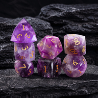 Jeu de dés de jeu de table D&D Jingyuan Blue Natural Gemstone multi-facettes polyédriques D6/D20 19mm 7 pièces