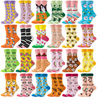 Chaussettes fantaisie mi-mollet pour femmes et hommes, motif animaux de dessin animé mignons et colorés, tendance automne-hiver