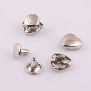 Heart Shape Metal Handbag Double Cap Rivets For Leather Garments