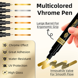 Marqueur chromé argenté, <span class=keywords><strong>peinture</strong></span> réfléchissante, stylo marqueur métallique, encre permanente 0,7 mm, 6 couleurs, placage photoélectrique de haute qualité pour la coloration mécanique - Product Image 4