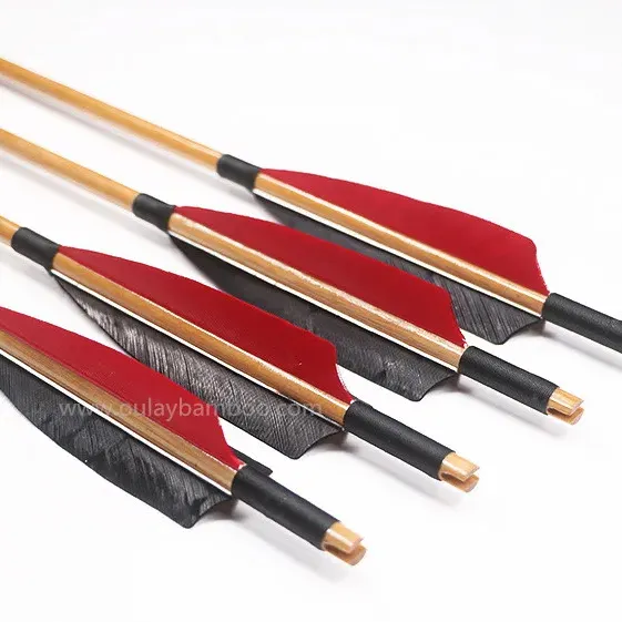 Flecha de bambu para tiro com arco, flecha tradicional de caça de 33 polegadas para alvo ao ar livre