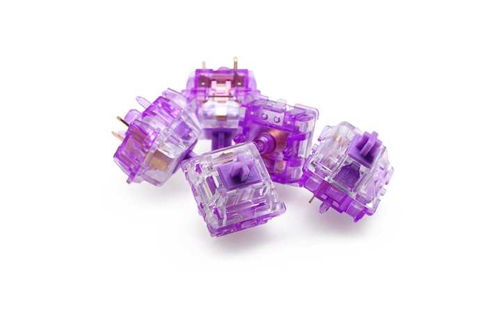 EVERGLIDE SWITCH Crystal Purple Mx Stem with Purple Mx Stem for Mechanical Keyboard 5pin 45g Tactile Similar to Holy Panda