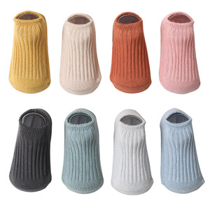 Yunshan printemps et été nouveau plancher pour enfants bébé antidérapant bambin double aiguille chaussettes de couleur unie cott - Product Image 1