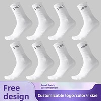 Chaussettes de sport en coton tricoté, couleur unie, avec logo, absorbantes et respirantes