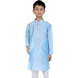 Triloki Kids <b>Kurta</b> Set For <b>Boys</b> Royal Blue Art Silk Indian Traditional Ethnic Wear Wedding Outfit - Product Image 2
