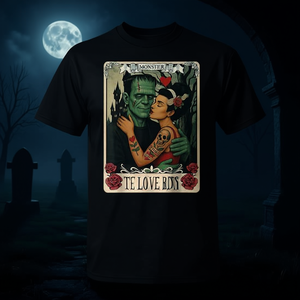T-shirt avec carte de tarot Le Monstre Frankenstein et la Mariée Les Amoureux - Product Image 3