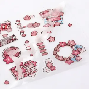 New Student Matte Flash Point Sticker Set Transparent Thin Cherry Blossom Unicorn Hand Account Decoration Stickers 4 Pieces