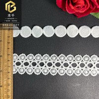 LEIXUSI 3,5 cm Dentelle soluble dans l'eau en soie de lait, bordure brodée à motif cercle ajouré, accessoires pour sous-vêtements et vêtements, en stock