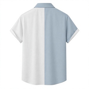 Chemise décontractée pour homme bicolore à manches courtes avec boutons recouverts d'imprimés personnalisés, tissu respirant et à séchage rapide, écologique - Product Image 2