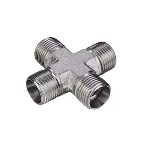 china supplier carbon steel 4-way cross female tee pipe fittings stainless steel hydraulic fittings parker type