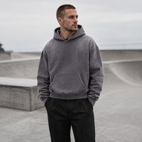 Vente en gros OEM : Sweat à capuche pour homme en tissu épais 500 g/m² effet délavé, avec logo personnalisé, style streetwear, fabricant