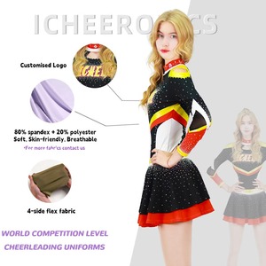Uniformes de pom-pom girl de grande taille violet/rose pour le jour du match <span class=keywords><strong>Jupe</strong></span> de pom-pom girl Uniformes R Uniformes de pom-pom girl Orange personnalisés et noirs - Product Image 3