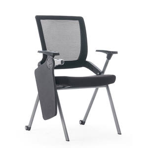 Chaises de salle de réunion empilables modernes avec Logo personnalisé, chaises de formation de bureau en maille pivotante pour étudiants avec bloc-notes - Product Image 2