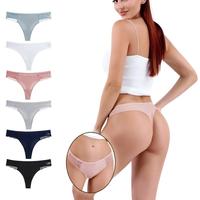 Tangas de encaje acanaladas de punto liso para mujer al por mayor, de talle bajo, sexys, cómodas, tallas grandes, lencería, bragas OEM ODM