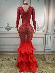 Женские вечерние платья с перьями и стразами, вечерние платья для 2022, вечерние платья-русалки - Product Image 3