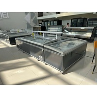 Congelador Horizontal con Puerta de Vidrio Curva de 1.8 m, Congelador de Supermercado para Mariscos, Alimentos Congelados, Pescado, Helados