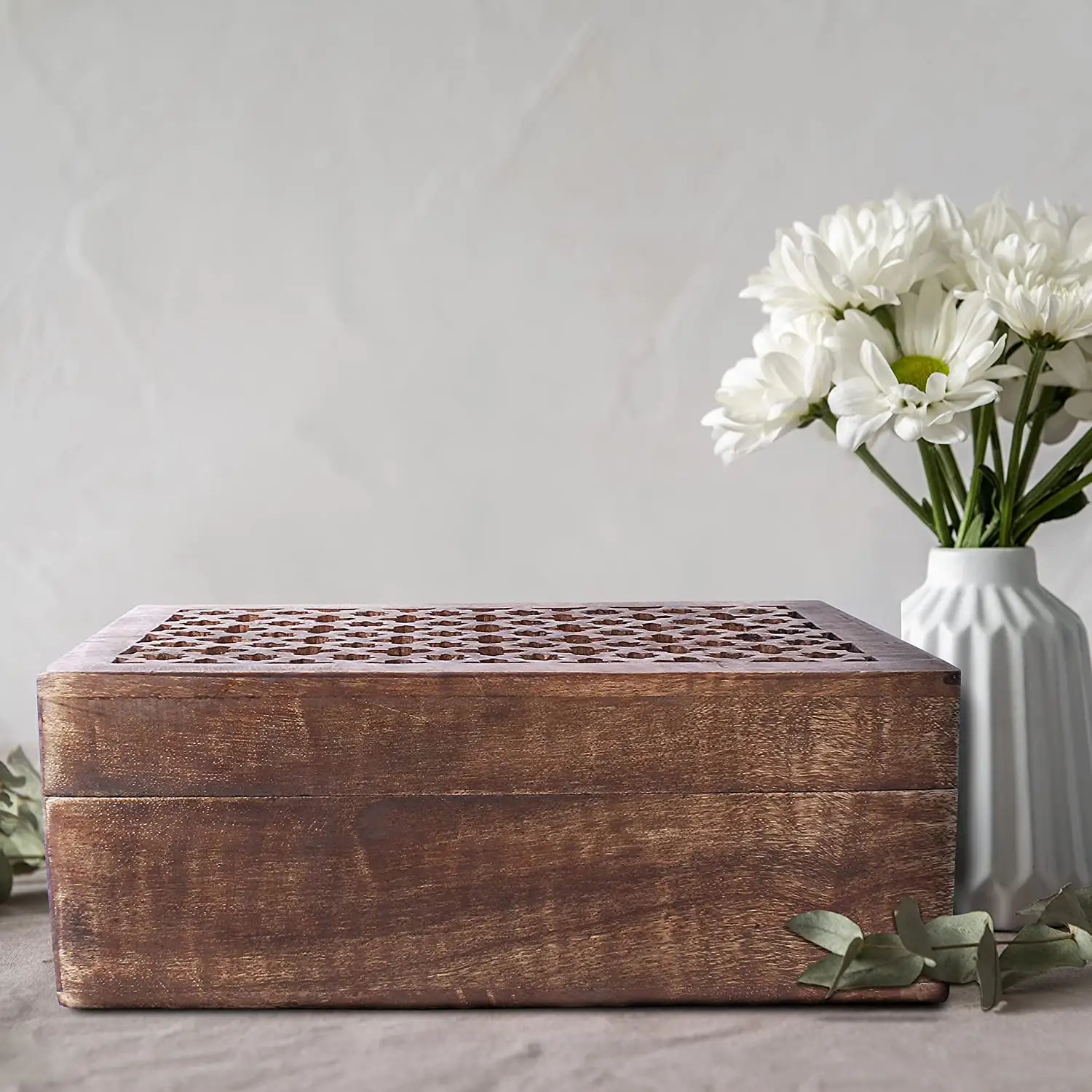 Boîte d'organisateur d'artisanat en bois avec couvercle pour paquet de cadeaux de vin douane bouteille de vin mallette de rangement pour la promotion organisateur en bois