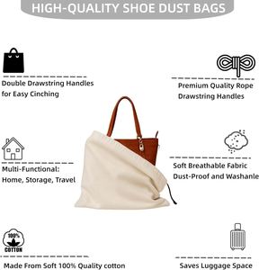 Bolsa de Embalaje para Zapatos de Algodón Reutilizable, Ecológica y Reciclable con Logotipo Personalizado, Bolsa de Regalo con Cordón Natural y Orgánico, Tamaños Personalizables - Product Image 2