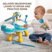 Ensemble de jouets musicaux pour enfants en forme de crabe intégrant un batterie de jazz pour enfants, un clavier électronique, un microphone et un sifflet