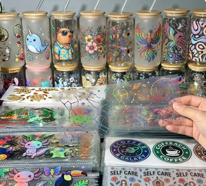 Vaso Delgado Premium de 16oz con Pegatinas de Transferencia UV DTF de Alta Adhesión, Diseños Ecológicos y Lindos de Gatos Estilo Q - Product Image 5