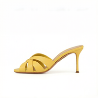 Mules à talons aiguilles croisées style français pour femmes grandes tailles – Sandales élégantes et polyvalentes jaunes pour l'été et les vacances