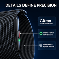 Bracelet intelligent super fin de 7,5 mm sans écran, étanche IP68, autonomie de 25 jours, bracelet intelligent pour le suivi de la santé, de la fréquence cardiaque, du HRV et de l'SpO2