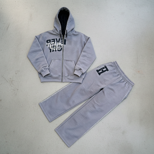 Two Piece <strong>Men's</strong> Hoodies Set High Quality Designer <strong>Clothes</strong> Custom Zip up Hoodies and Wide Leg Straight Stacked Sweat Pants - Product Image 3