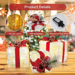 DAMAI Set of 3 <b>Christmas</b> Lighted Gift <b>Boxes</b> Led Light up <b>Boxes</b> Ornaments for Holiday Party <b>Christmas</b> Decorations Indoor - Product Image 5